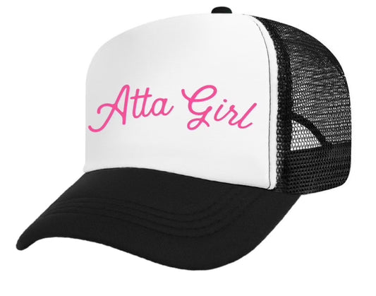 Youth Atta Girl Hat - Black/White with Pink Logo